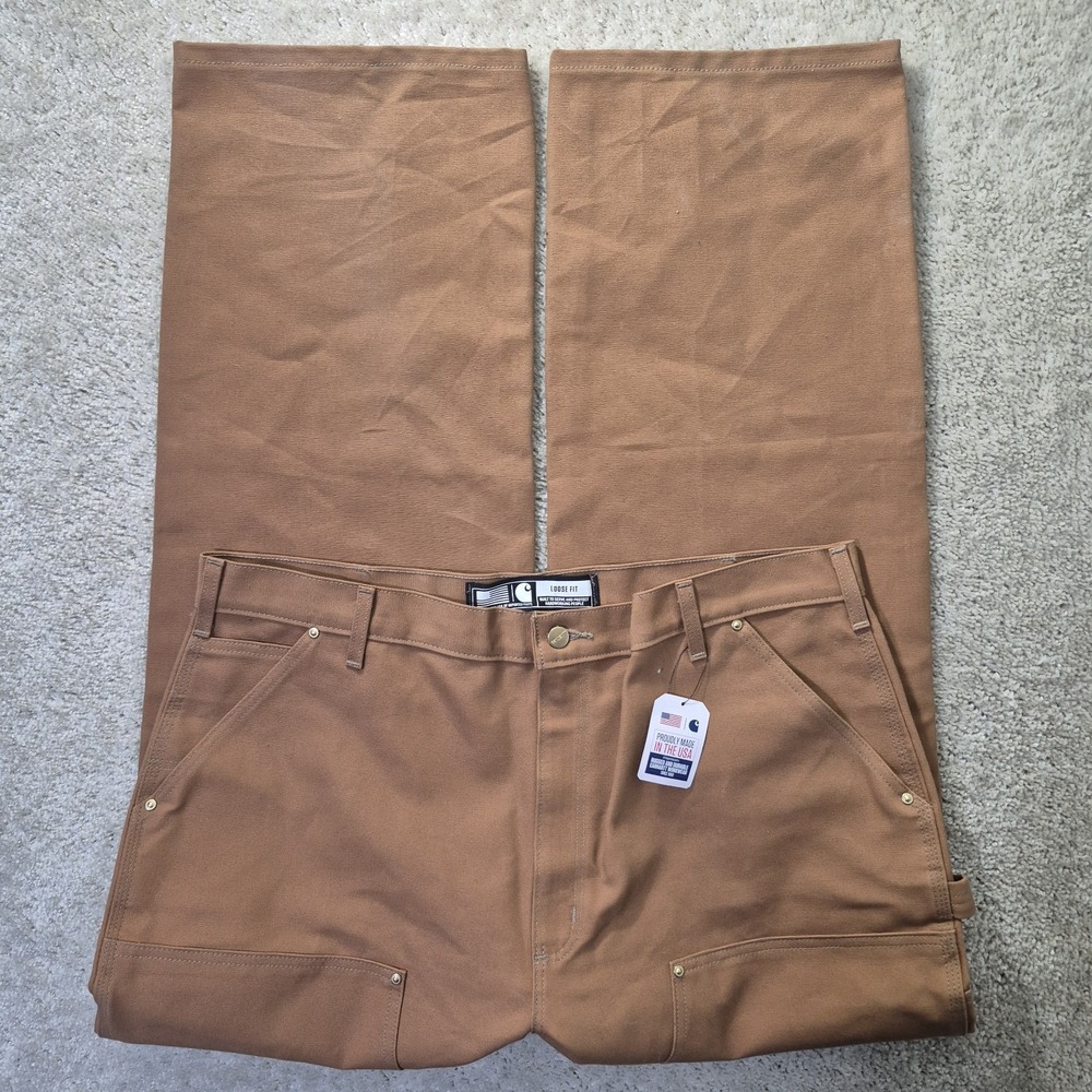 Carhartt Pants Mens ACTUAL 40x33 Loose Fit Firm Duck Double Front Workwear USA